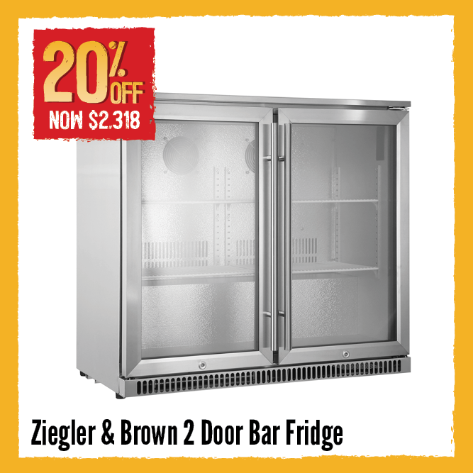 Now $2318 20% Off Ziegler & Brown 2 Door Bar Fridge | Shop Now